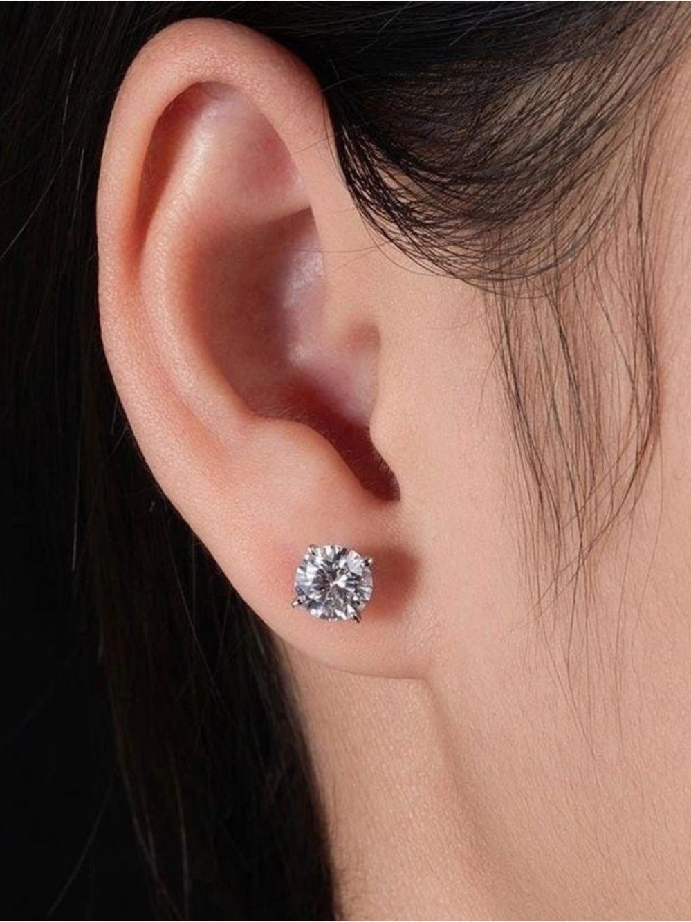 2CTW Moissanite Sterling Silver Martini Setting Stud Earrings